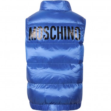 Teddy Logo Patch Padded Gilet in Blue