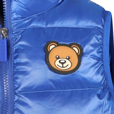 Teddy Logo Patch Padded Gilet in Blue