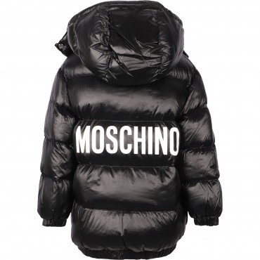 Teddy Logo Patch Padded Winter Jacket in Black