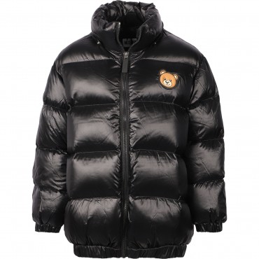 Teddy Logo Patch Padded Winter Jacket in Black