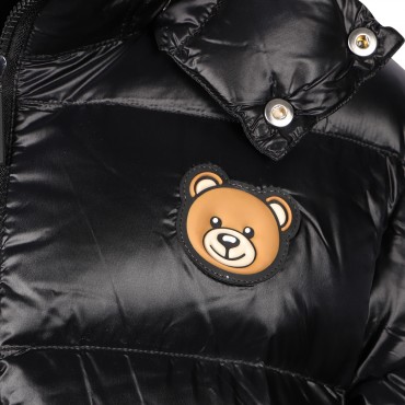 Teddy Logo Patch Padded Winter Jacket in Black