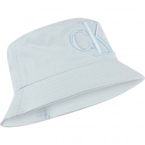 Embroidered Logo Bucket Hat in Light Blue