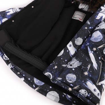 Space Print Winter Jacket in Black