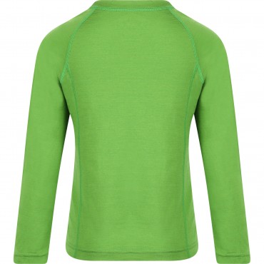 Bear Print Merino Wool Long-Sleeved Tee in Green