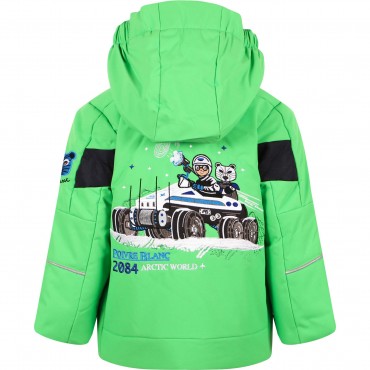 Arctic World Embroidery Logo Ski Jacket in Green