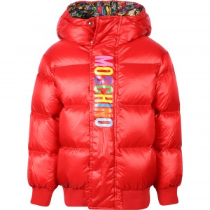 Colorful Monogram Padded Winter Jacket in Red