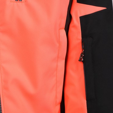 Color Block Logo Ski Jacket in Orange and Black