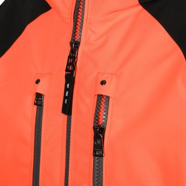 Color Block Logo Ski Jacket in Orange and Black