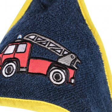 Firetruck Hooded Towel in Navy