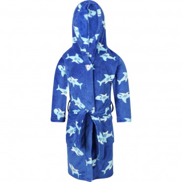 Shark Print Bathrobe in Blue