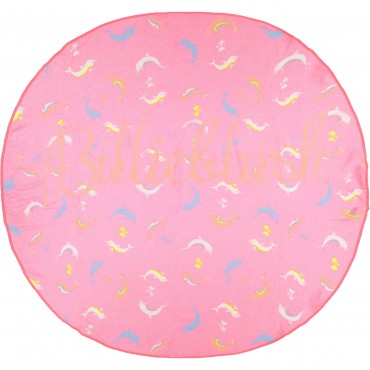 Dolphins Print Round Logo Beach Towel in Pink